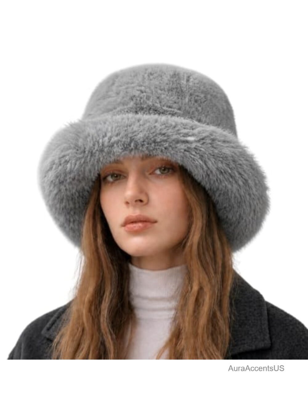 Faux Fur Bucket Hat Plush Soft Cozy Winter Hat